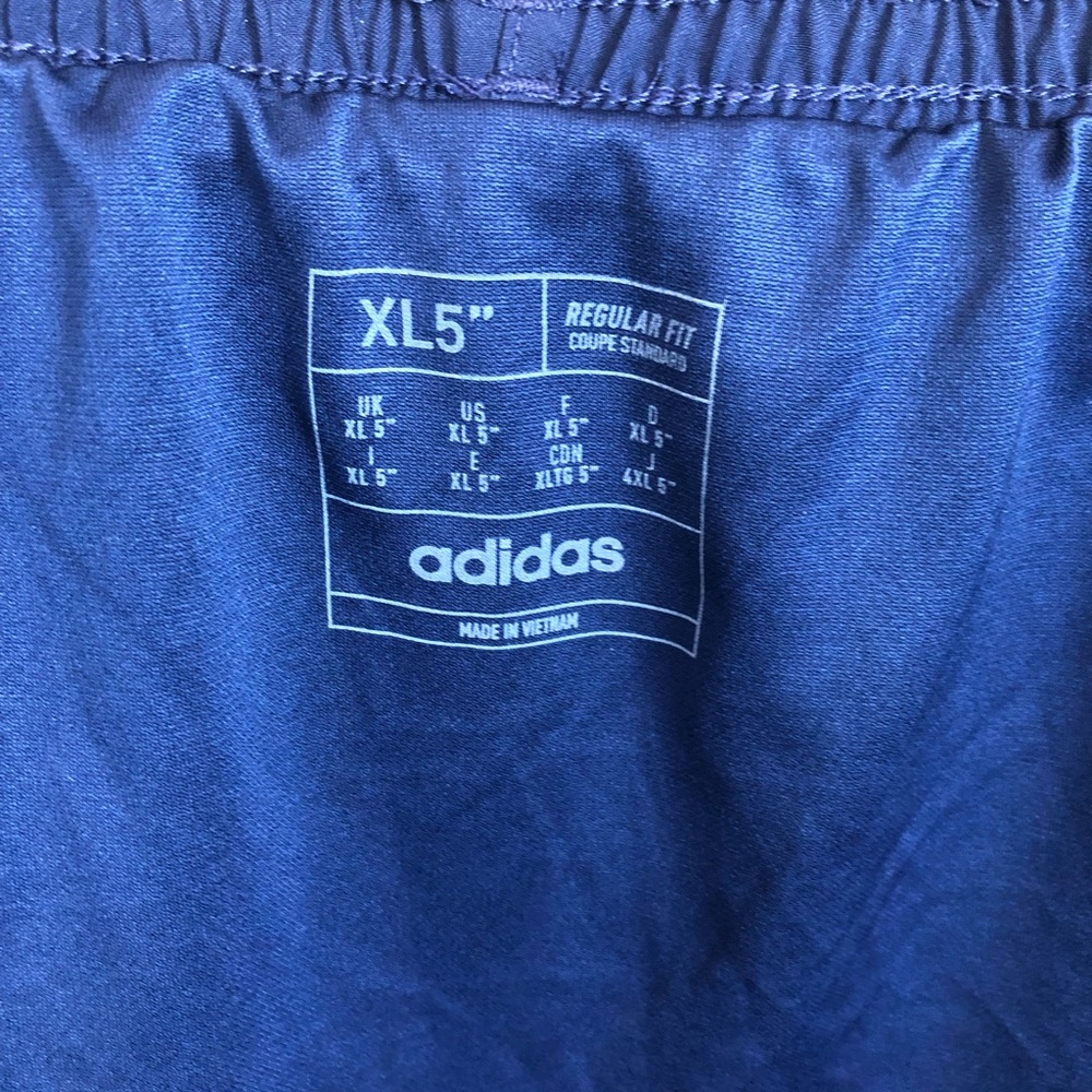 adidas Men’s Navy Athletic Shorts with Coral Accents - Picture 5 of 6